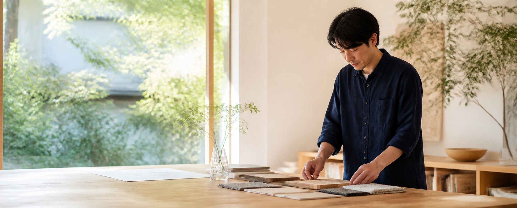 日本人スタッフが素材を選んでいる様子